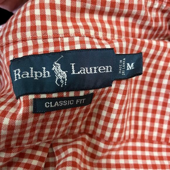 Ralph Lauren Classic Fit Orange Gingham Button Down Collared Shirt Long Sleeve M - Picture 3 of 9